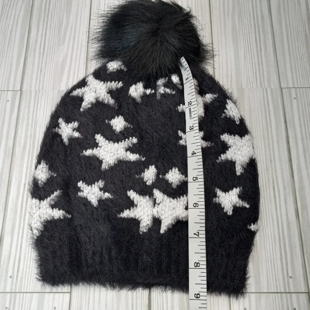 Torrid Allover Star Black & White Pom Beanie
